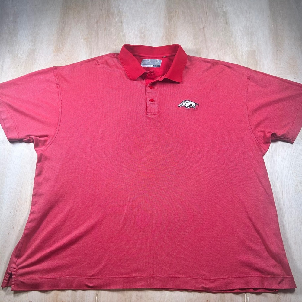 Cutter & Buck Mens 2XB Arkansas Razorbacks Red CB DryTec Pima Cotton Polo Shirt